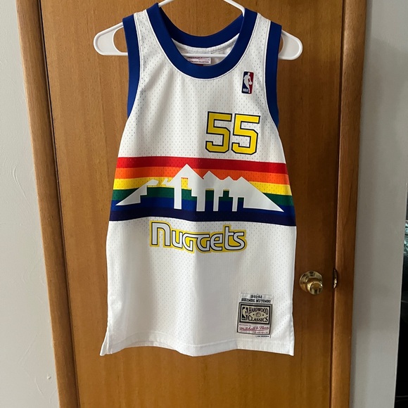 Denver Nuggets #55 Retro Hardwood Classics Jersey — White with Rainbow Stripe - Picture 2 of 3